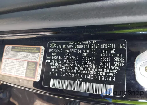 2021 Kia Sorento Lx z USA, uszkodzony, nr VIN 5XYRG4LC1MG019544